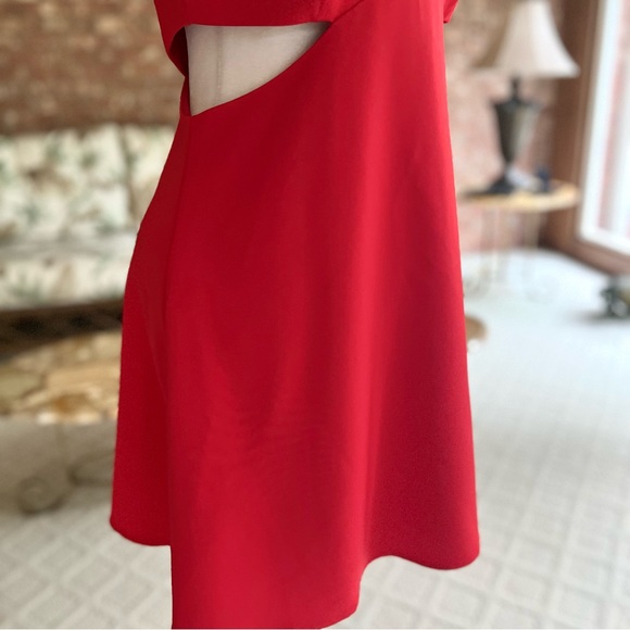 Express Red Cutout Side Fit & Flare Mini Dress 6 - Picture 10 of 16